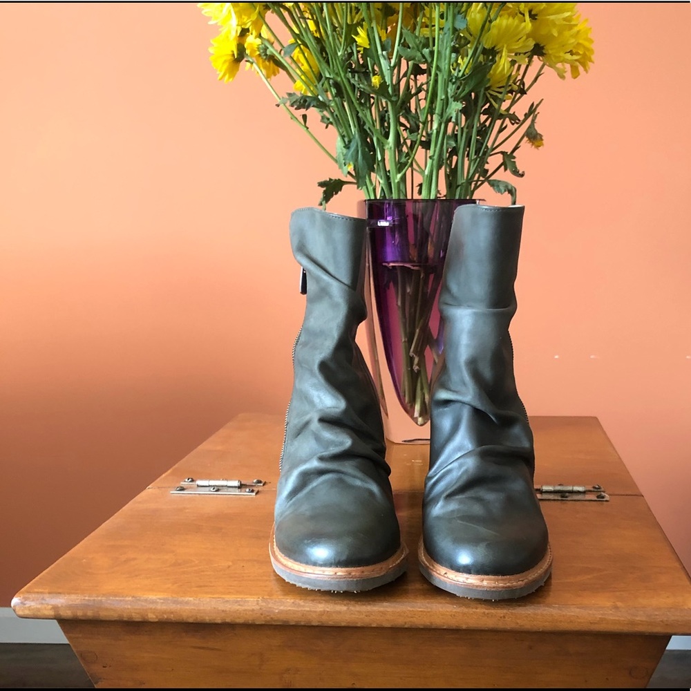 NEOSENS slouchy sage green zip ankle boots